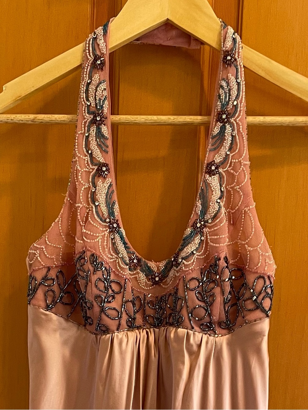 Nicole Miller Collection Silk Beaded Halter Dress Sz 4